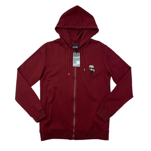 Swag Karl Lagerfeld Ikonik Logo Hoodie Mens L Large Wine Red Rayon Cotton Blend - Picture 1 of 14